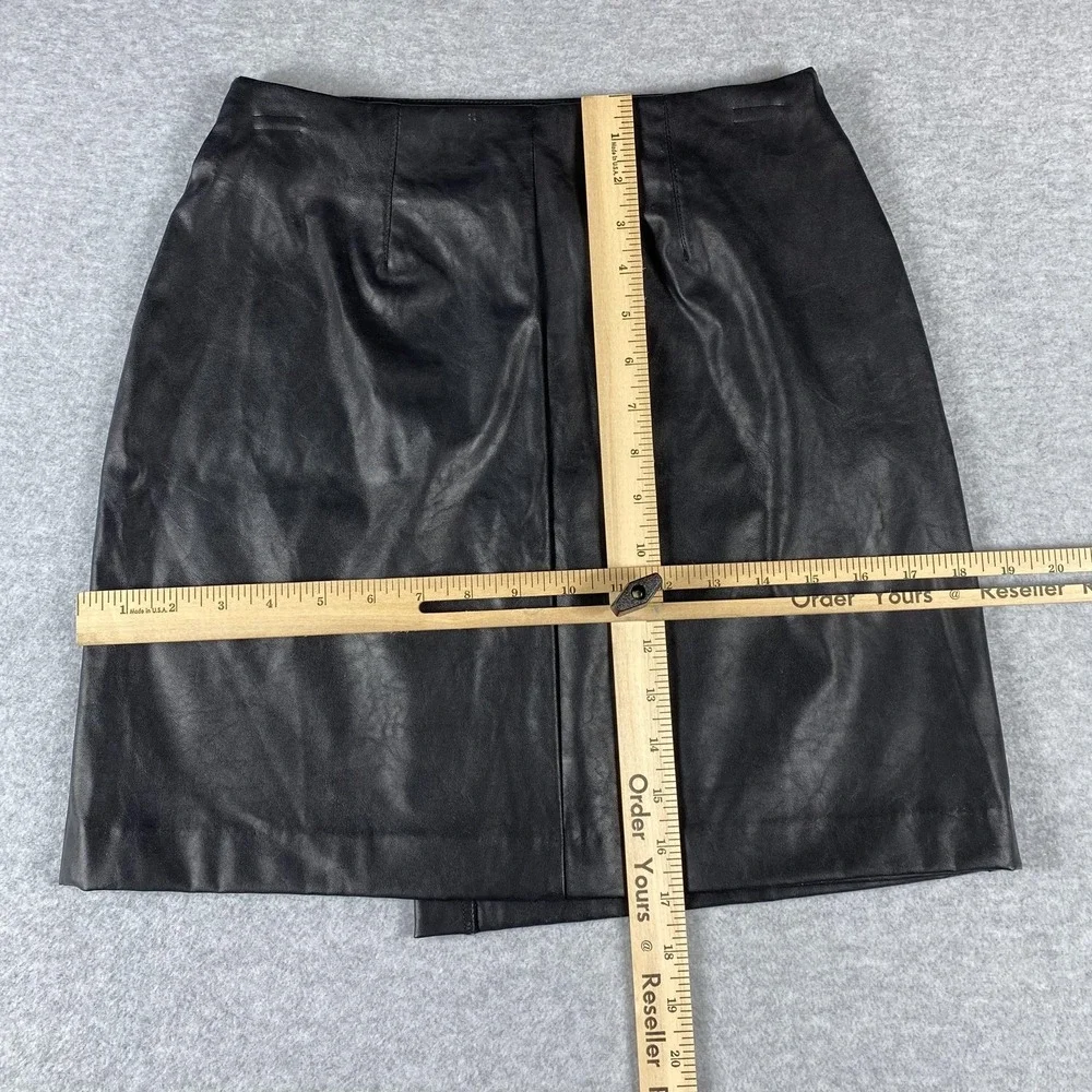 Bar‎ III Skirt Womens XS Black Faux Leather Asymmetrical Pencil Midi High Waist